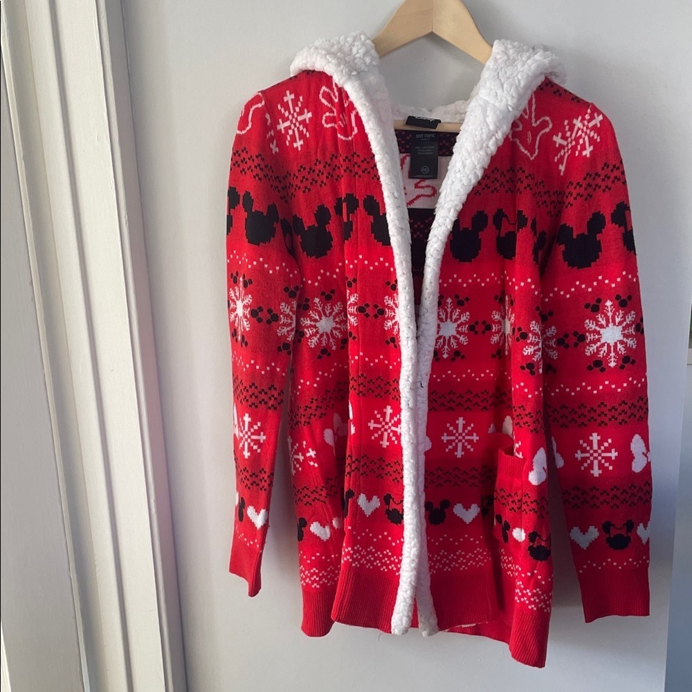 Disney Black and Red Knit Cardigan size M